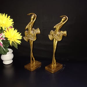 Brass Belly Dancer Statue | Brass Dancing Sibling Sisters Statue | Set of 02 pieces