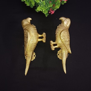 Parrot Themed Bedroom Door Handle Pair | Brass Cockatoo Bird Design Main Door Pull Set Decor