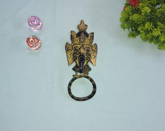 Brass Ganesha Drawer Knob: Elephant Cupboard Pull