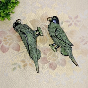 Brass Parrot Shape Cupboard Door Handle | Brass Dancing Bird Wardrobe Gate Pull | Set of 02 pieces