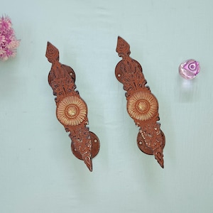 Brass Sunflower Design Door Handle | Brass Lotus Flower Leaf Shape Door Pull | Set of 02 pieces