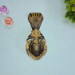 Brass Krishnas Snake Crown Shape Door Knocker With Backplate