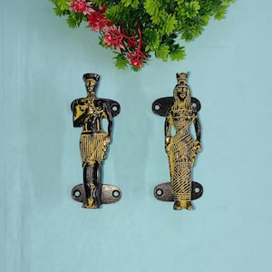 Brass Dancing Prince & Princess Shape Door Pull | Brass Raja Rani Shape Kitchen Cabinet Pull