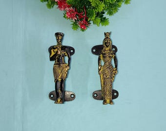 Brass Prince & Princess Door Pulls: Raja Rani Cabinet Hardware