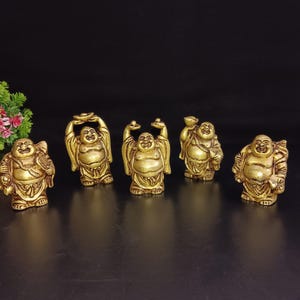 Brass Laughing Buddha Table Showpiece | Brass Big Tommy Magician Sculptures