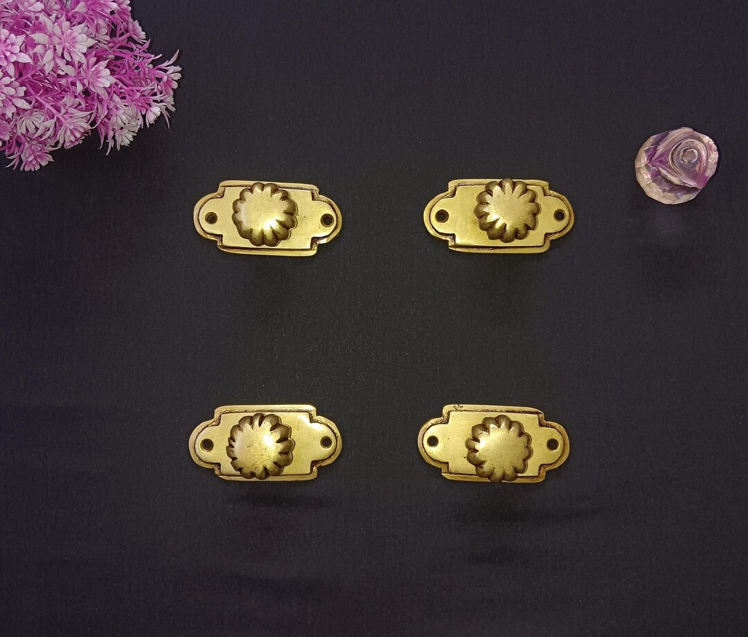 Brass Round Button Shape Dressing Drawer Knob | Set of 04 Pieces - Etsy