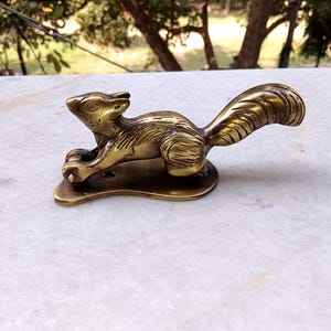 Vicious Squirrel Inspired Cottage Door Knocker | Lacquered Brass Rodent Design Living Room Door Bell Hardware