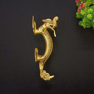 Brass Chinese Dragon Shape Door Handle | Single Piece Dragon Pull