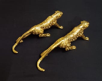 Messing Jaguar Form Türgriff verchromt oder beschichtet in goldenem | Set bestehend aus 02 Stück