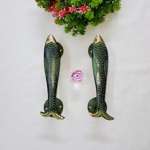 Brass Fish Door Handle: Coastal Decor, Unique Home Hardware