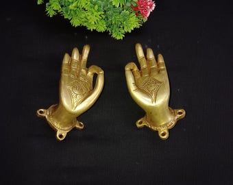 Messing Namaste Hände Türgriff | Einladendes Thema Messing Tanzendes Mädchen Hand Design Garderobe Pull
