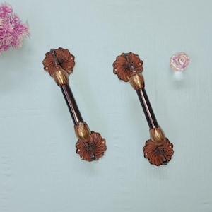 9&quot; Inch Sunflower Shape Door Handle | Brass Lily Flower Door Pull | Set of 02 pieces