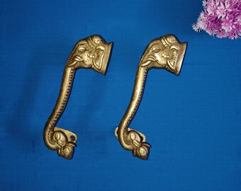 Dörrhandtag med elefantansikte | Dekoration för entrédörr med Ganesha-tema i mässing