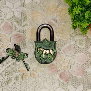 Appaloosa Horse Door Lock with 02 Keys | Brass Pony Design Pad Lock
