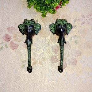 Brass Elephant Face Door Handle | Brass Kitchen Cabinet Handle in Ganesha Form | Set of 02 pieces
