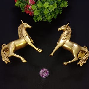 Dörrhandtag i mässing för bröllop, hästformat husskåp | Set med 2 delar