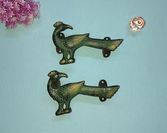 Brass Loving Peacock Door Handle | Brass Garden Cabinet Pull | Set of 02 pieces