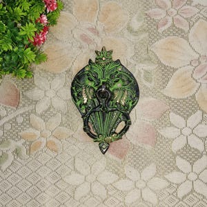 Yali with Parrot Engraved Main Door Knocker | Brass Peacock Themed Traditional Door Bell | Log Cabin Door Hardware Accessories