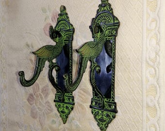 Brass Parrot Wall Hook Set: Victorian Peacock Home Decor