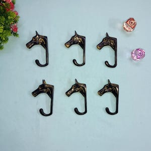 Brass Horse Head Shape Kitchen Towel Hooks | Brass Pony Head Design Hanger | Set of 06 Pieces