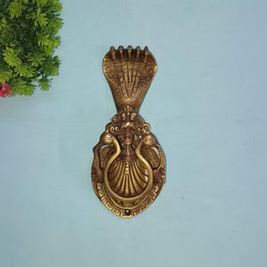 Brass Snake Crown Shape Door Knocker | Brass Sheshnaag Design Door Bell