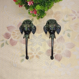 7.0&quot; Inches Elephant Main Door Pull | Brass Vinayaka Themed Ganpati Inspired Door Handle Set