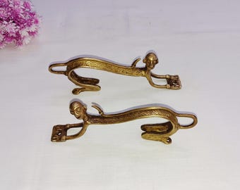 Tiradores de cajón de latón con forma de mono: Tiradores de armario con forma de chimpancé (juego de 2)