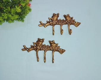 Gancho de pared con forma de rana amada de San Valentín / Percha de pared de latón con forma de sapo para tocador