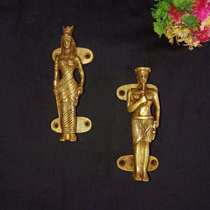 Royal King Queen Door Decorative Handle Pair | Pharaoh Themed Wardrobe Puller Set