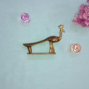 Brass Peacock Shape Door Knocker With Back Plate | Door Hanging Peacock Knocker