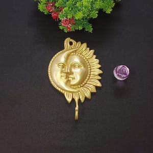 Messing Moon & Sun-deurhanger | Messing Sun-Face-muurhanger