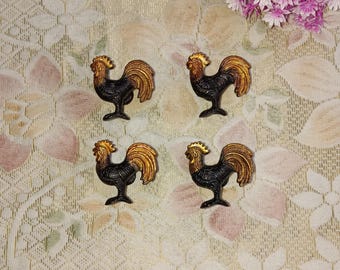 Ensemble de poignées de coq en laiton : poignées décoratives de conception de poule (Ensemble de 4)