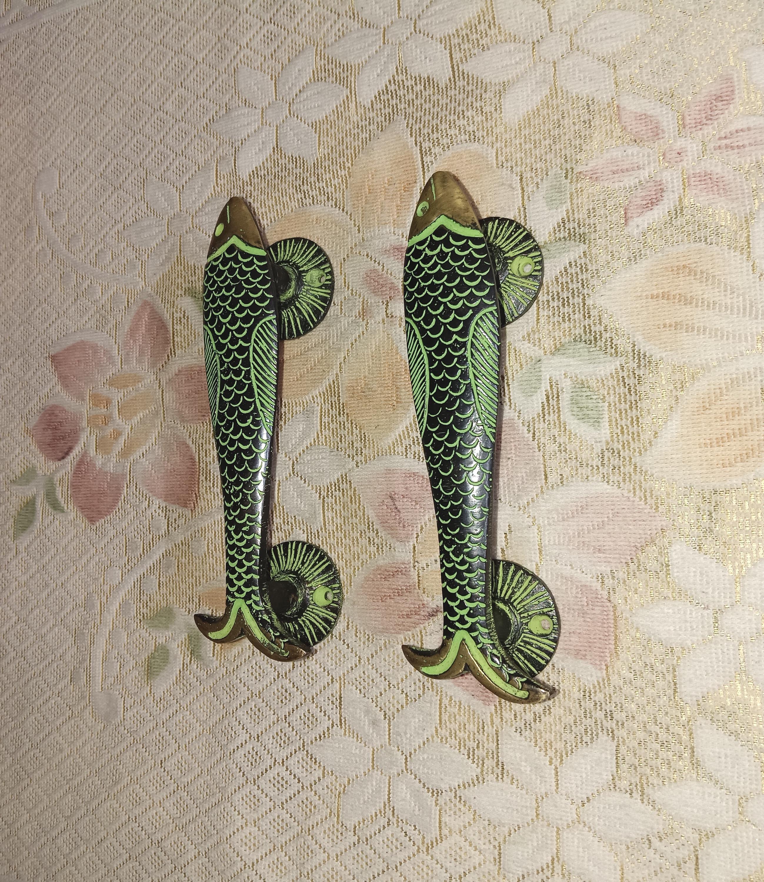 Saltwater Fish Shop Door Entrance Grab Pull Decor | Brass Lake Fish ...