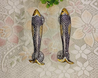 Brass Tuna Fish Kitchen Door Pull Handles - Set of 2