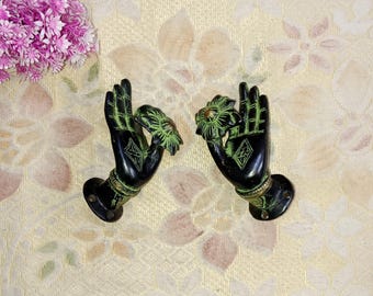 Mässingsknopp med dansande flickas hand och blommönster | Blommigt lådhandtag