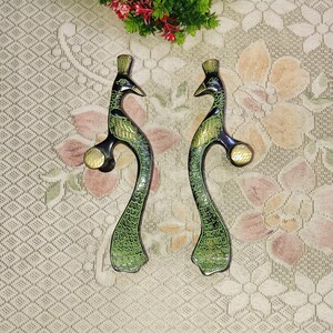 Skåpshandtag i mässing i påfågelstil: Royal Bird-dörrhandtag, 20 cm