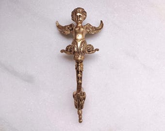 Brass Baby Angel Wings Wall Decor - Door Handle Option