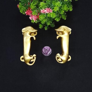 Messing Dackel Türgriffe: Cabin Schrank Schubladengriffe, 2er-Set