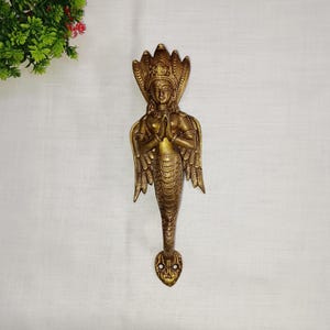 Brass Mermaid Door Handle: Snake Lady Decorative Pull - 11 Inches