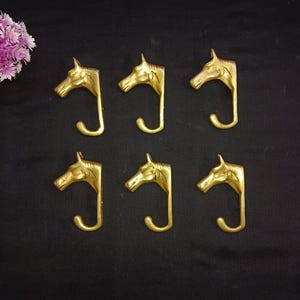 Brass Horse Head Wall Mounting Hook | Floating Shelf Cloth Hanger | Set of 06 pieces