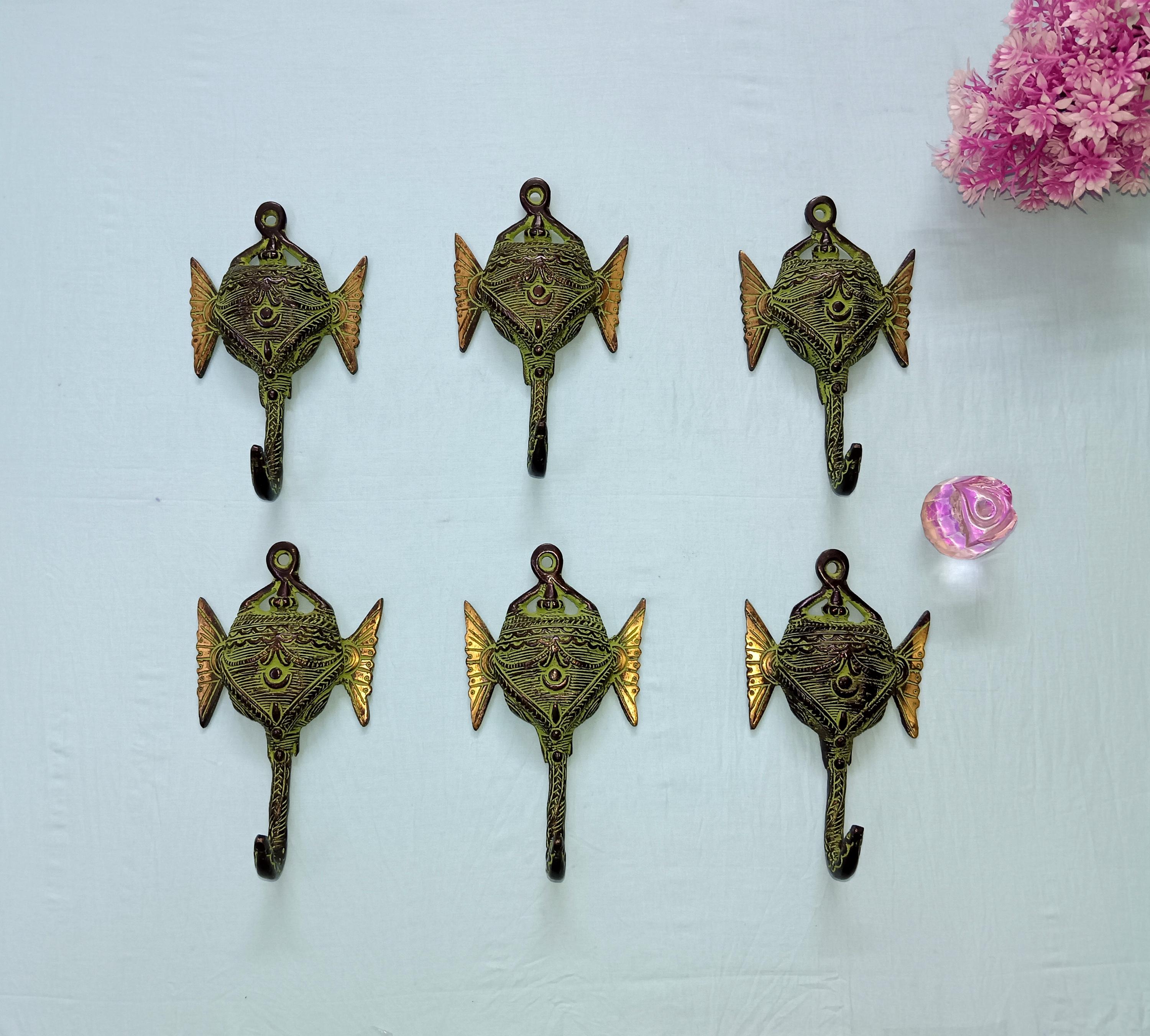 真鍮製象型ウォールフック｜装飾用ハンガー 6個セット - Etsy 日本