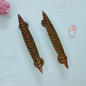 Brass Leaf Shape Door Handle | Brass Garden Door Pull | Set of 02 pieces