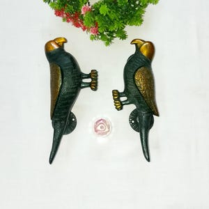 Brass Parrot Door Handle Set | Love Birds Design