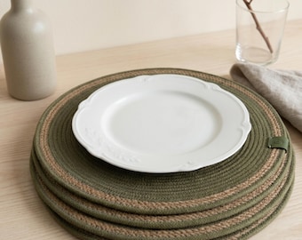 Handmade Cotton Rope Placemats, Round Woven Table Mats, Boho Dining Decor, Natural Cotton Placemats, Farmhouse Kitchen Accessories