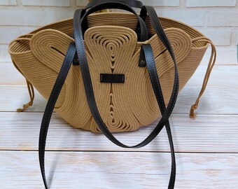 Cotton Rope Tote Bag: Artisanal Summer Beach Shoulder Bag
