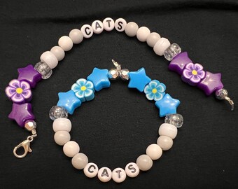 Kandi bracelet || cat keychain || cat lover || kandi || cat kandi || feline keychain || made by a teen