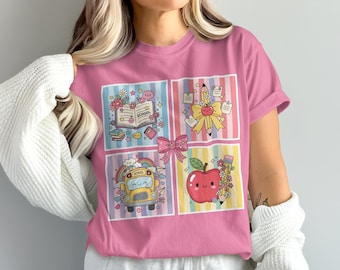 Floral Preppy Back to School PNG: Clipart di una ragazza insegnante (download digitale)