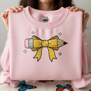 Cute Pencil Bow PNG for Teachers Students Stationery Lovers Design | Back to School Sublimation PNG Teacher Appreciation Gift Idea First Day