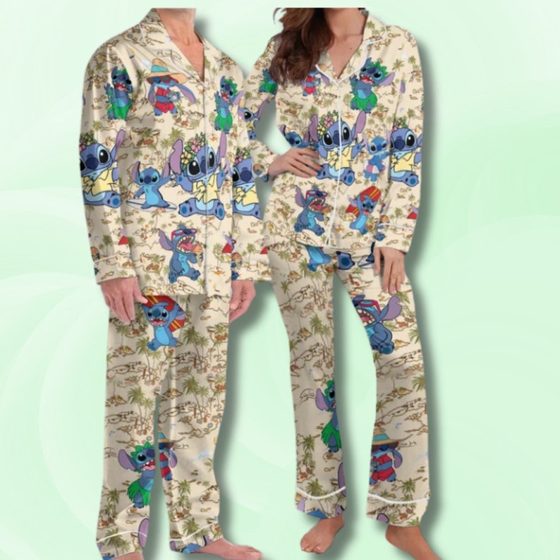 Stitch Pajamas, Aloha Holiday Pajamas, Gift, Family Matching Pajamas