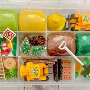 Construction play Dough kit, Boys playdough set, gift, tractor kit, sensory kit, toddler present, Party favors toy craft birthday gift cars